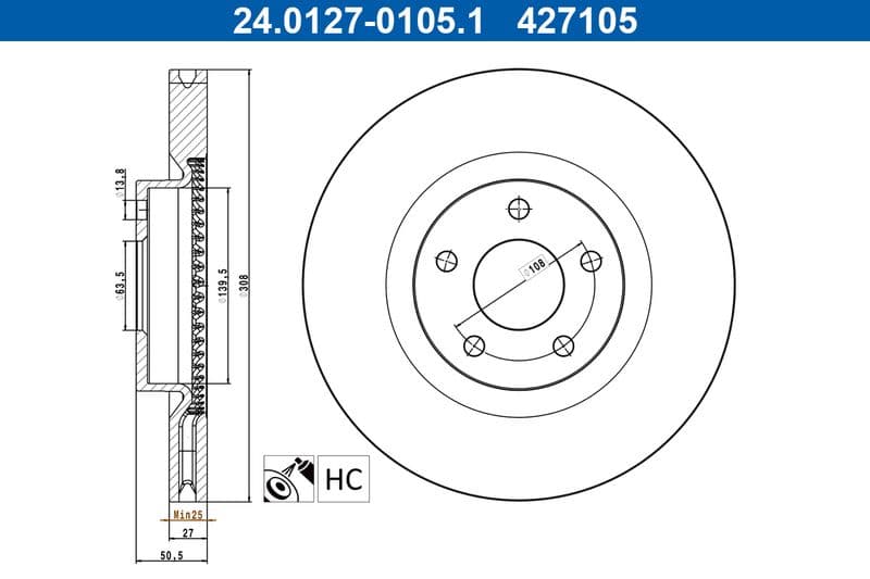 Disc frana ATE 24.0127-0105.1