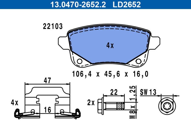 set placute frana,frana disc ATE Ceramic 13.0470-2652.2