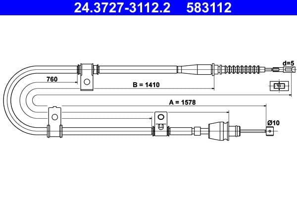 Cablu, frana de parcare ATE 24.3727-3112.2