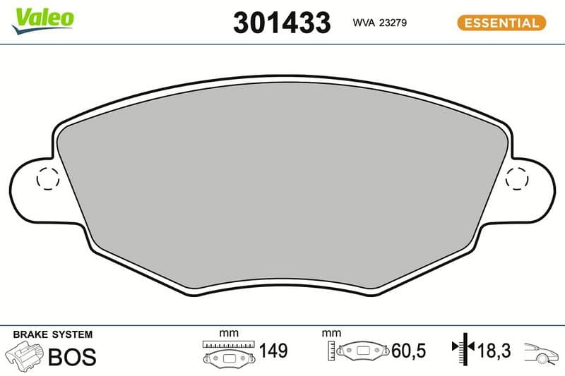 set placute frana,frana disc VALEO ESSENTIAL 301433