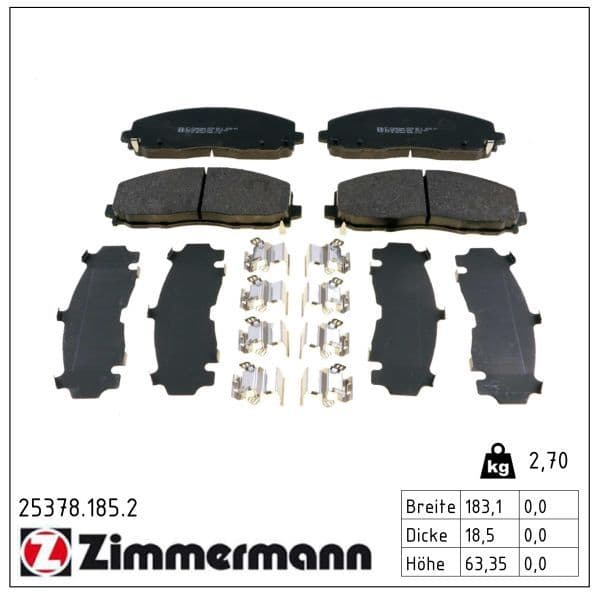 set placute frana,frana disc ZIMMERMANN 25378.185.2