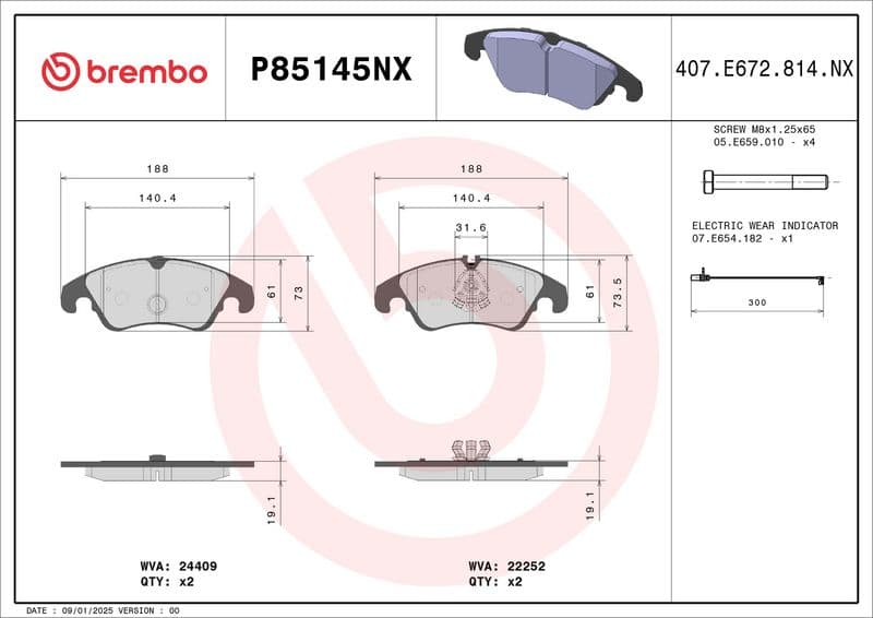 set placute frana,frana disc BREMBO XTRA LINE - Ceramic P85145NX