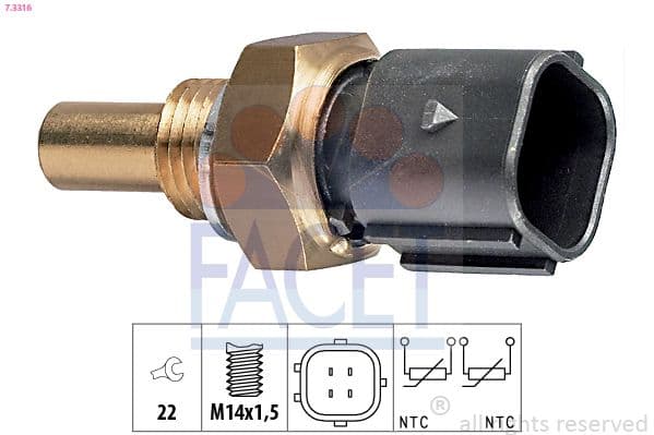 senzor,temperatura lichid de racire FACET Made in Italy - OE Equivalent 7.3316