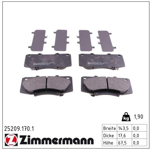 set placute frana,frana disc ZIMMERMANN 25209.170.1