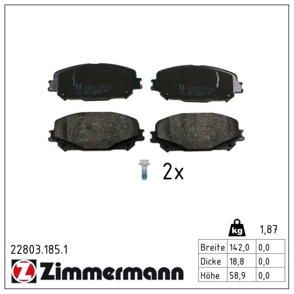 set placute frana,frana disc ZIMMERMANN 22803.185.1