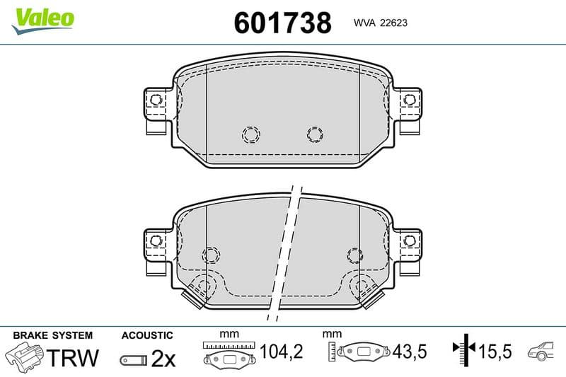 set placute frana,frana disc VALEO 601738