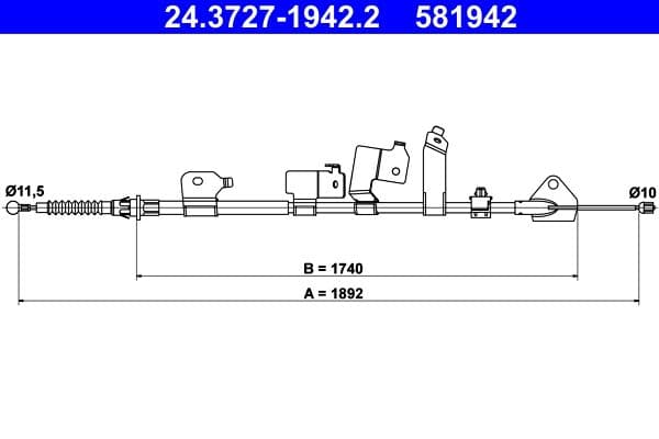 Cablu, frana de parcare ATE 24.3727-1942.2