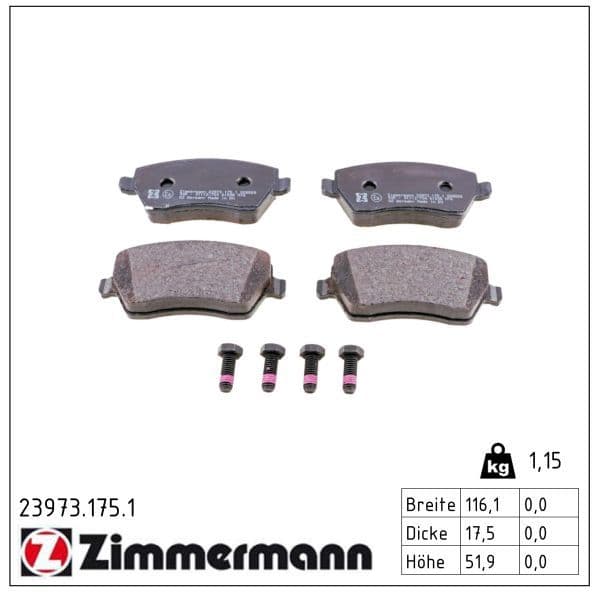 set placute frana,frana disc ZIMMERMANN 23973.175.1