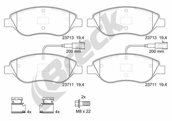set placute frana,frana disc BRECK 23711 00 701 00