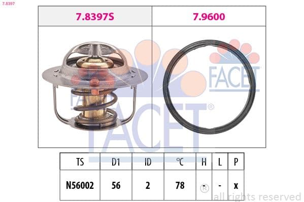 termostat,lichid racire FACET Made in Italy - OE Equivalent 7.8397