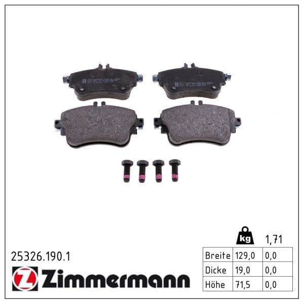 set placute frana,frana disc ZIMMERMANN 25326.190.1