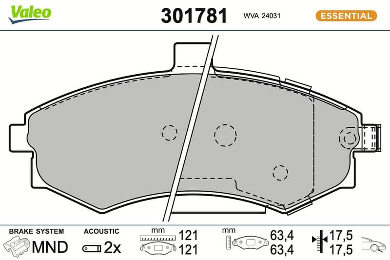 set placute frana,frana disc VALEO ESSENTIAL 301781