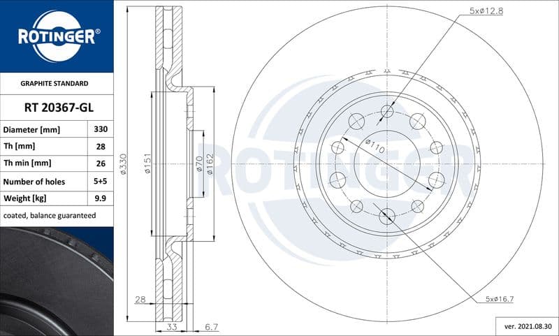 Disc frana ROTINGER GRAPHITE LINE RT 20367-GL