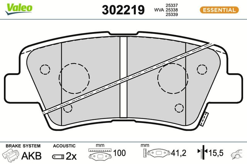 set placute frana,frana disc VALEO ESSENTIAL 302219