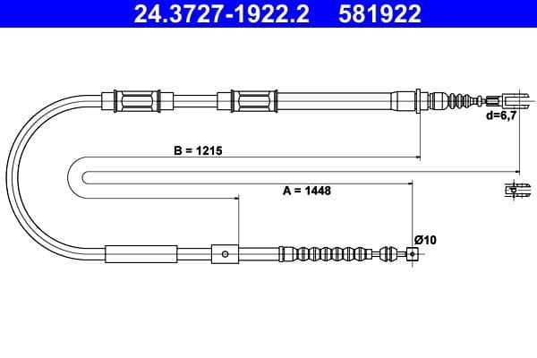 Cablu, frana de parcare ATE 24.3727-1922.2