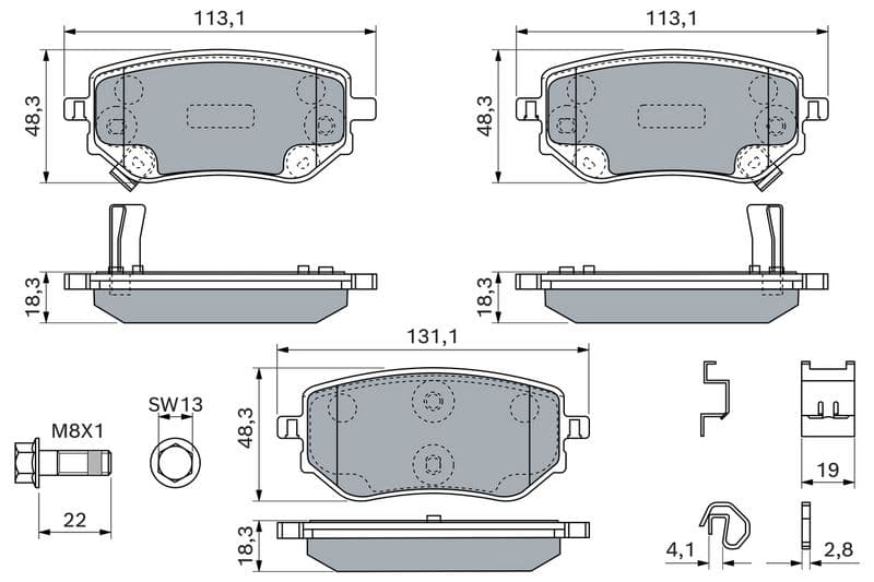 set placute frana,frana disc BOSCH 0 986 460 242