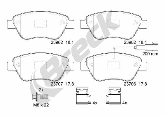 set placute frana,frana disc BRECK 23979 00 701 10