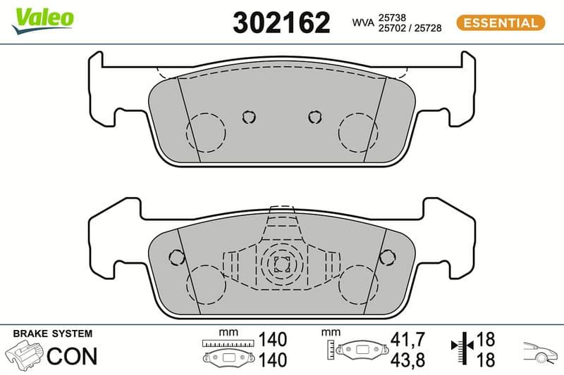 set placute frana,frana disc VALEO ESSENTIAL 302162
