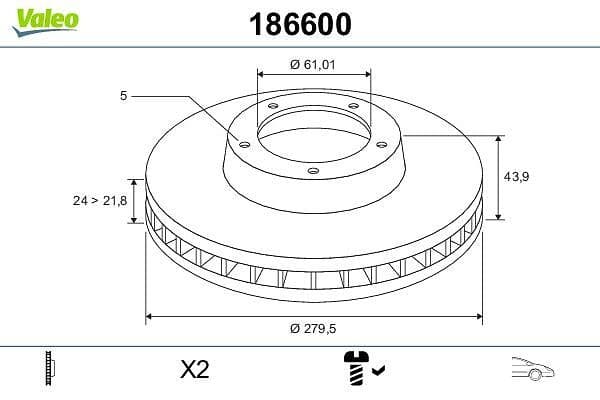 Disc frana VALEO 186600