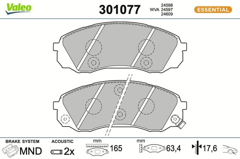 set placute frana,frana disc VALEO ESSENTIAL 301077