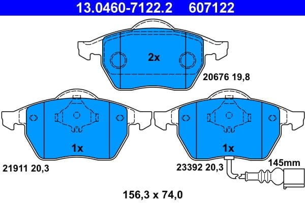 set placute frana,frana disc ATE 13.0460-7122.2