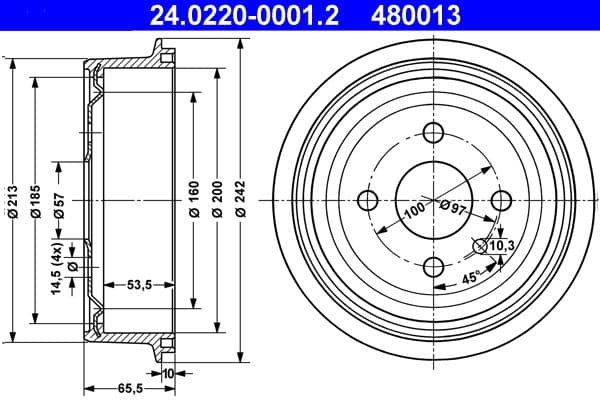 Tambur frana ATE 24.0220-0001.2