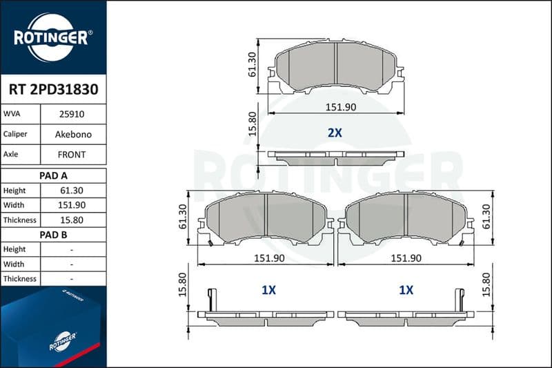 set placute frana,frana disc ROTINGER RT 2PD31830
