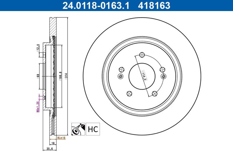 Disc frana ATE 24.0118-0163.1