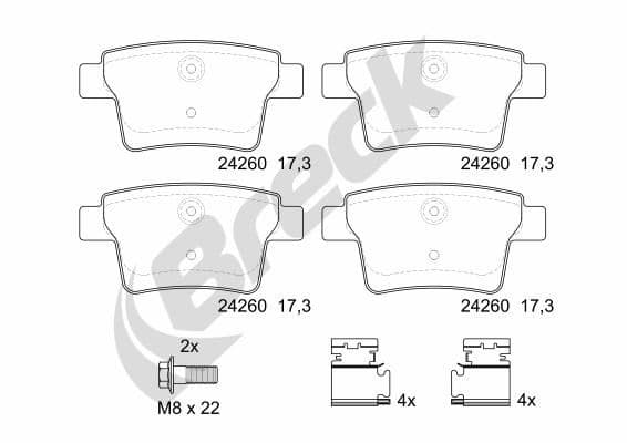 set placute frana,frana disc BRECK 24260 00 704 00