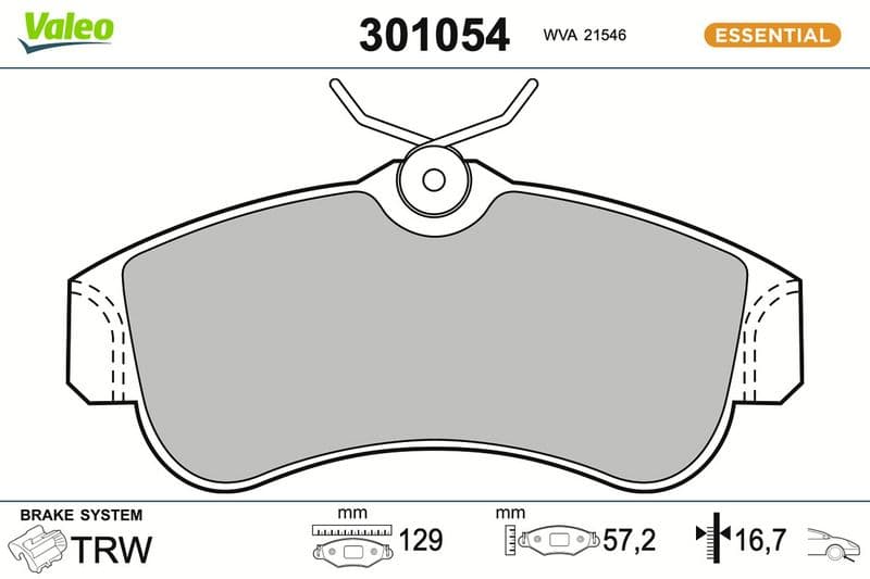 set placute frana,frana disc VALEO ESSENTIAL 301054