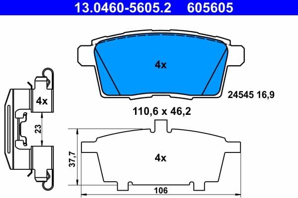 set placute frana,frana disc ATE 13.0460-5605.2