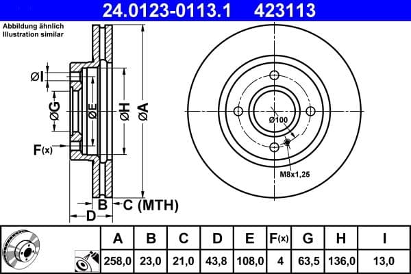 Disc frana ATE 24.0123-0113.1