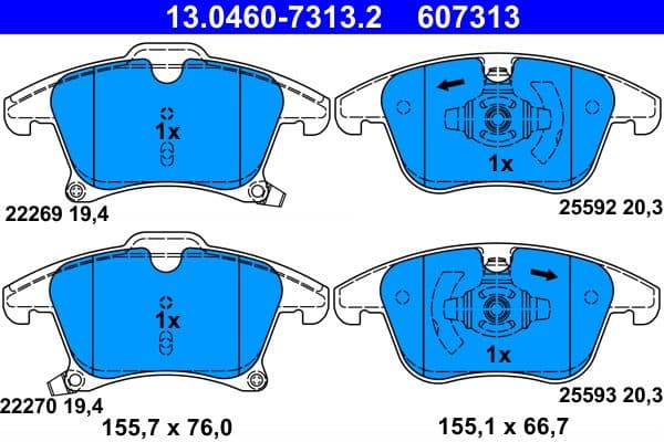 set placute frana,frana disc ATE 13.0460-7313.2