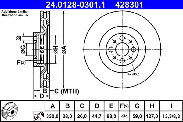 Disc frana ATE 24.0128-0301.1