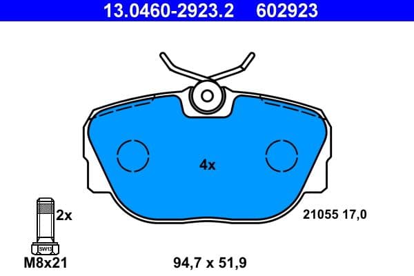 set placute frana,frana disc ATE 13.0460-2923.2