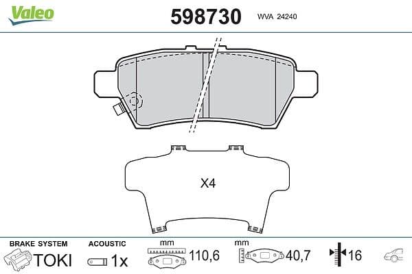 set placute frana,frana disc VALEO 598730