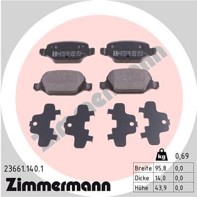 set placute frana,frana disc ZIMMERMANN 23661.140.1