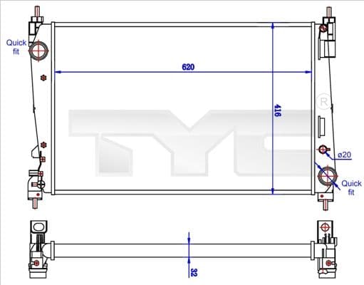Radiator, racire motor TYC 725-0042-R