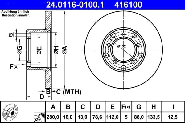 Disc frana ATE 24.0116-0100.1