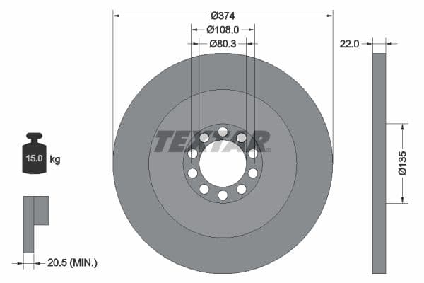 Disc frana TEXTAR 93015500