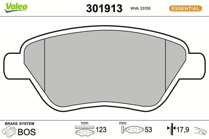 set placute frana,frana disc VALEO ESSENTIAL 301913