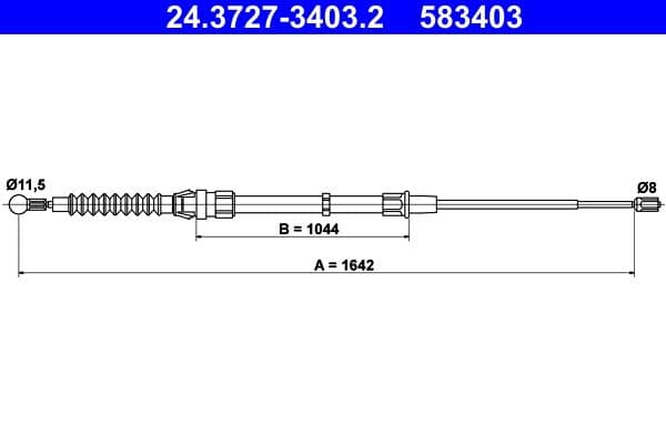 Cablu, frana de parcare ATE 24.3727-3403.2