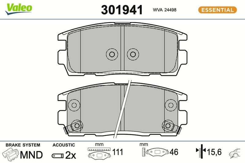 set placute frana,frana disc VALEO ESSENTIAL 301941