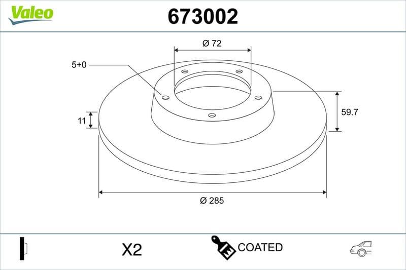 Disc frana VALEO COATED 673002