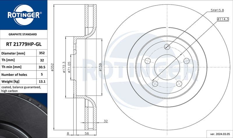 Disc frana ROTINGER GRAPHITE LINE RT 21779HP-GL