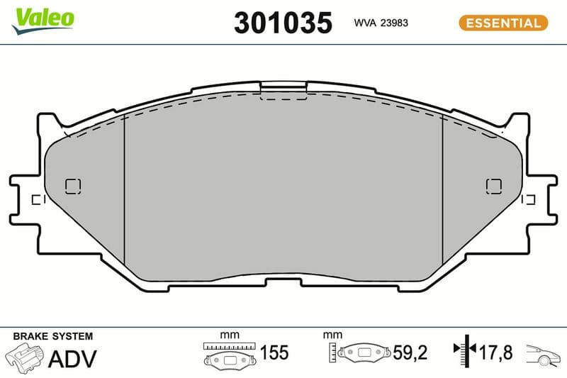 set placute frana,frana disc VALEO ESSENTIAL 301035