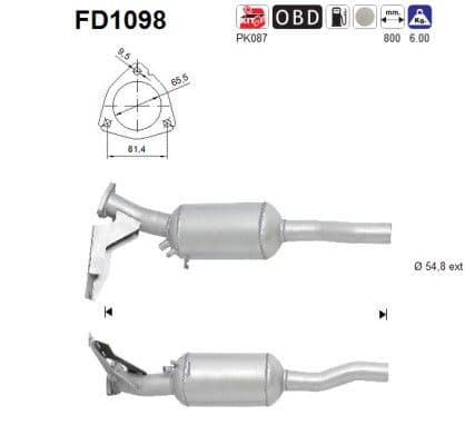 Filtru funingine/particule, sist.de esapament AS-PL FD1098
