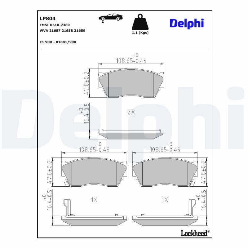 set placute frana,frana disc DELPHI LP804