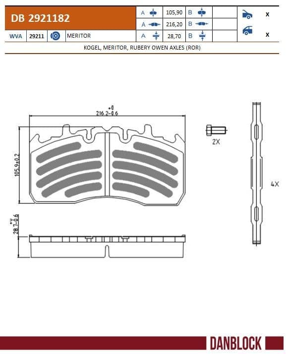 set placute frana,frana disc DANBLOCK DB 2921182