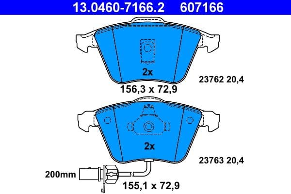 set placute frana,frana disc ATE 13.0460-7166.2